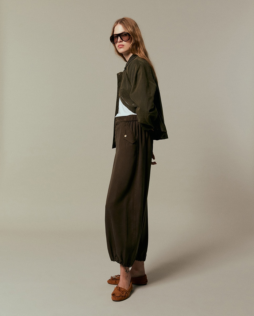 Pantalón tencel lavado - Sfera - Verde Verde-3
