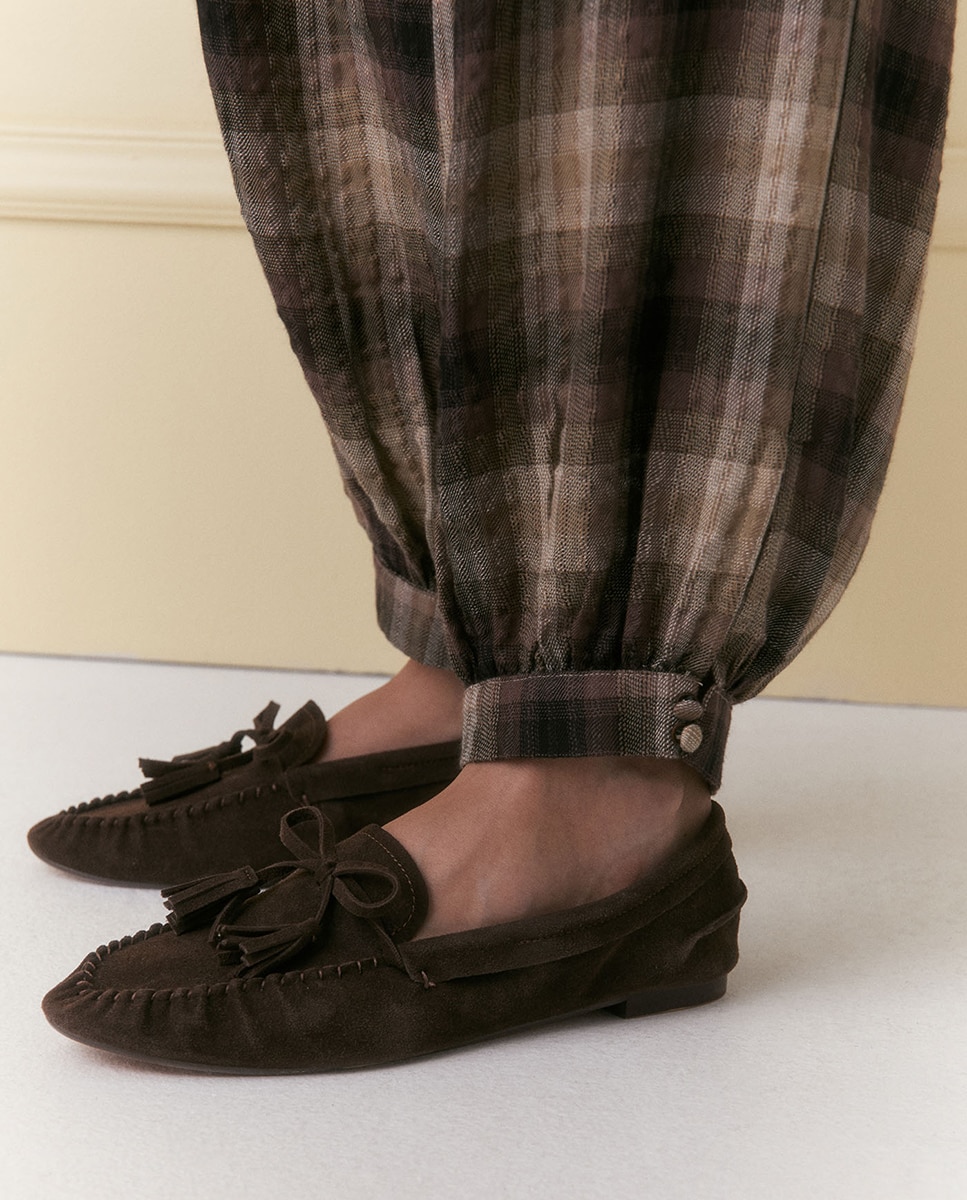 Pantalón ancho cuadros - Sfera - Beige Beige-3