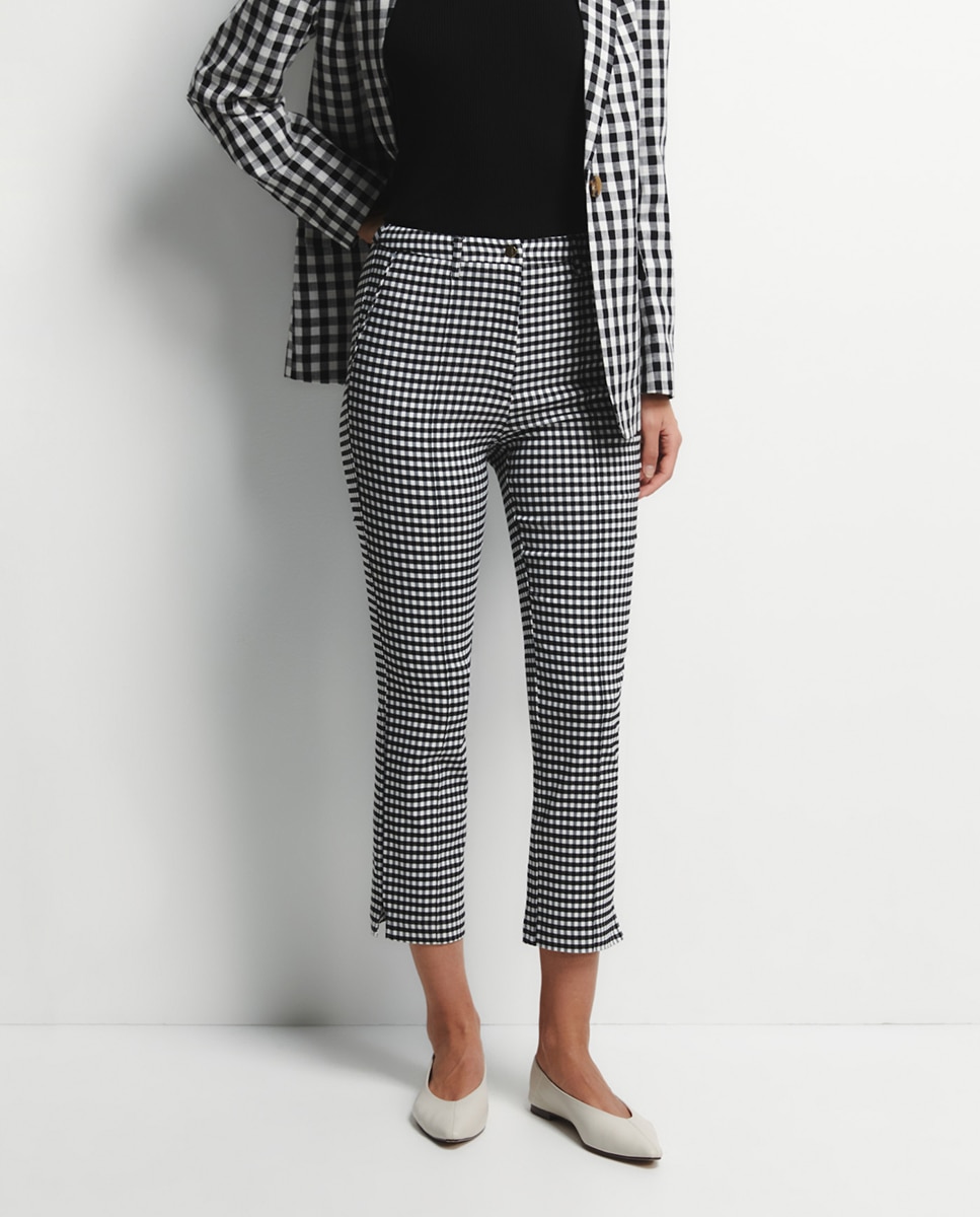 Calças com jacquard Preto-2