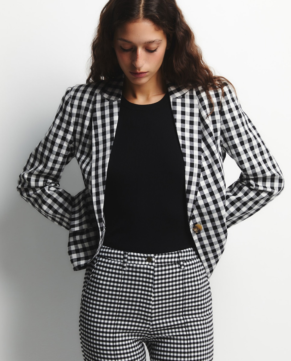 Calças com jacquard Preto-3