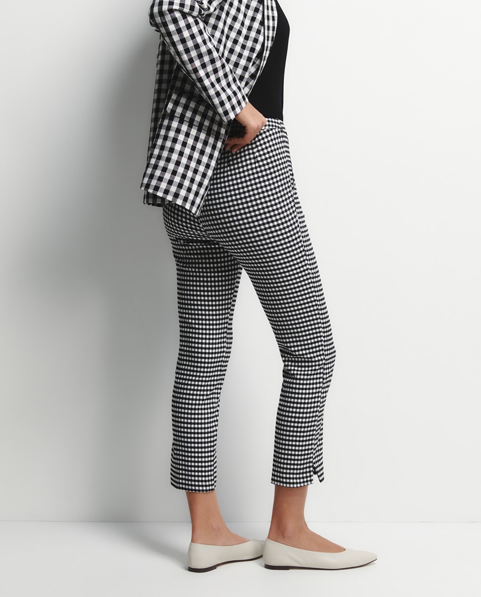 Calças com jacquard Preto-4