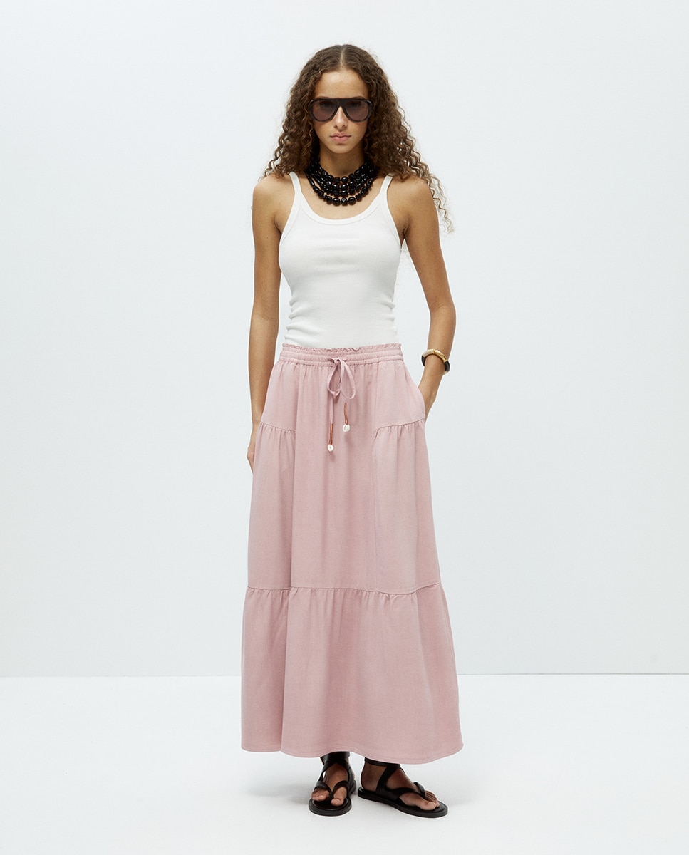 Sfera - Falda cortes tencel.