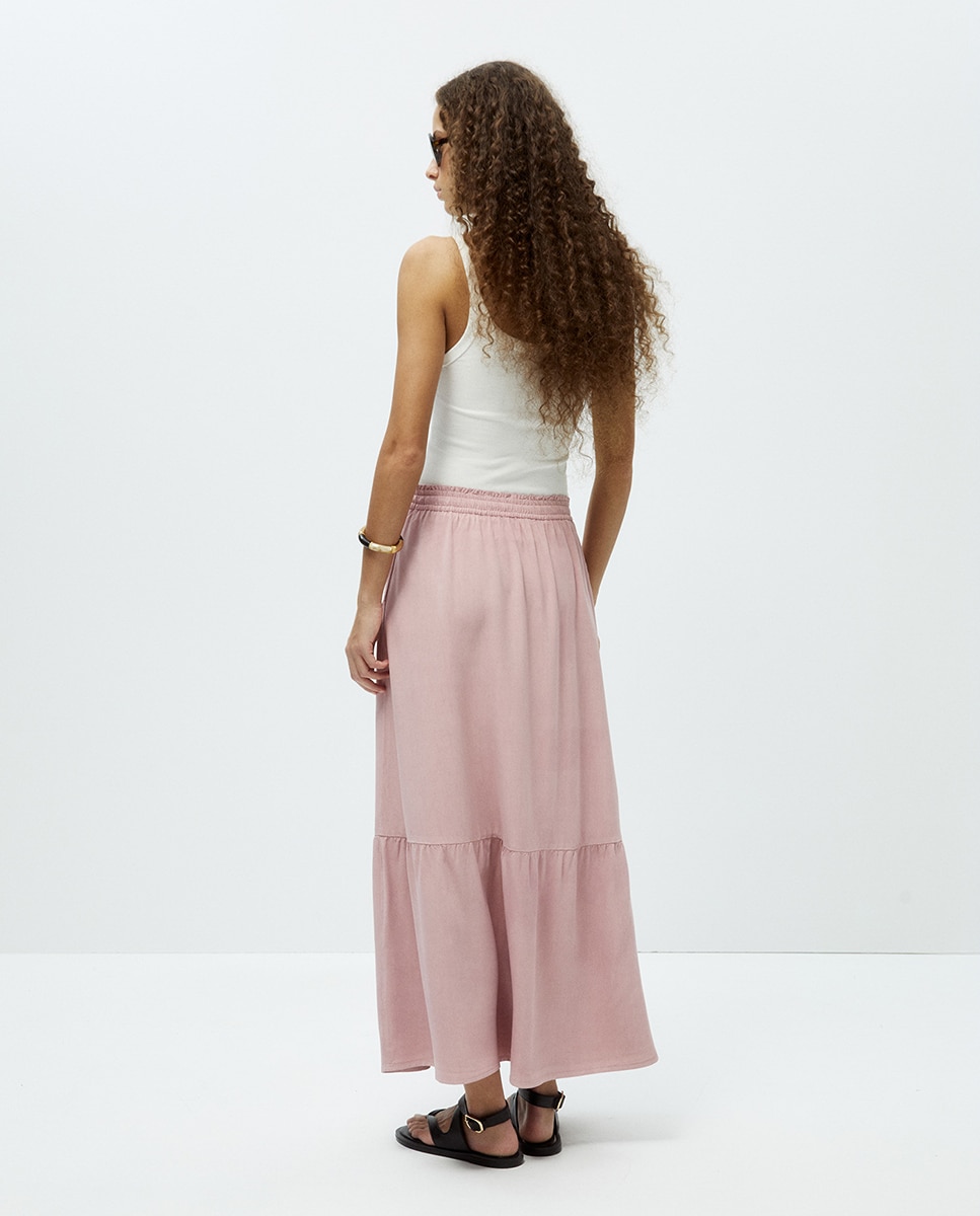 Saia de Tencel com Cortes Rosa-4