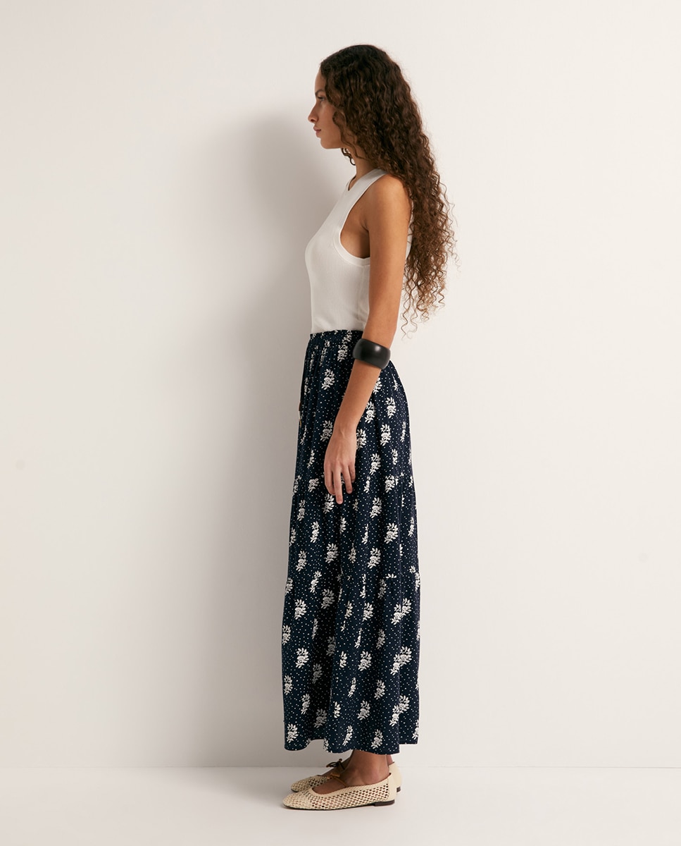 Saia estampada Azul-marinho-3