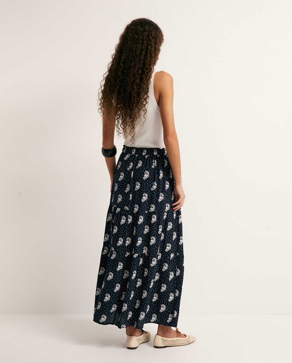 Saia estampada Azul-marinho-4