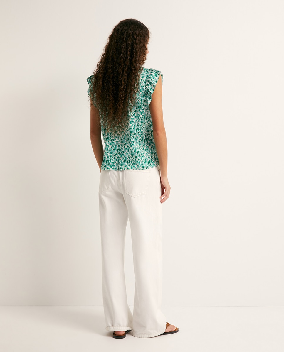 Top Fluido com Estampado Verde-4