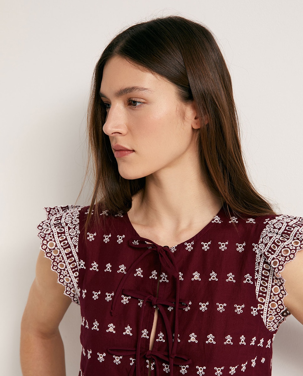 Top com Alça e Laços Bordeaux-3