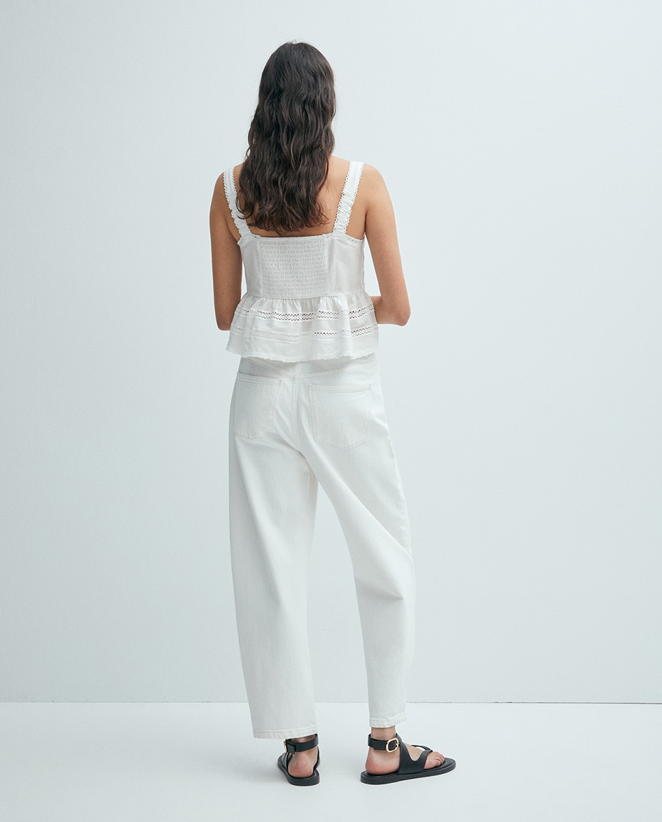 Top com Alças de Renda Branco-7