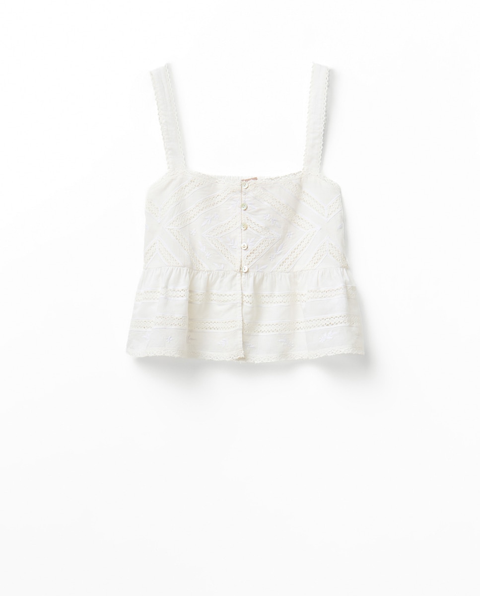 Top com Alças de Renda Branco-8