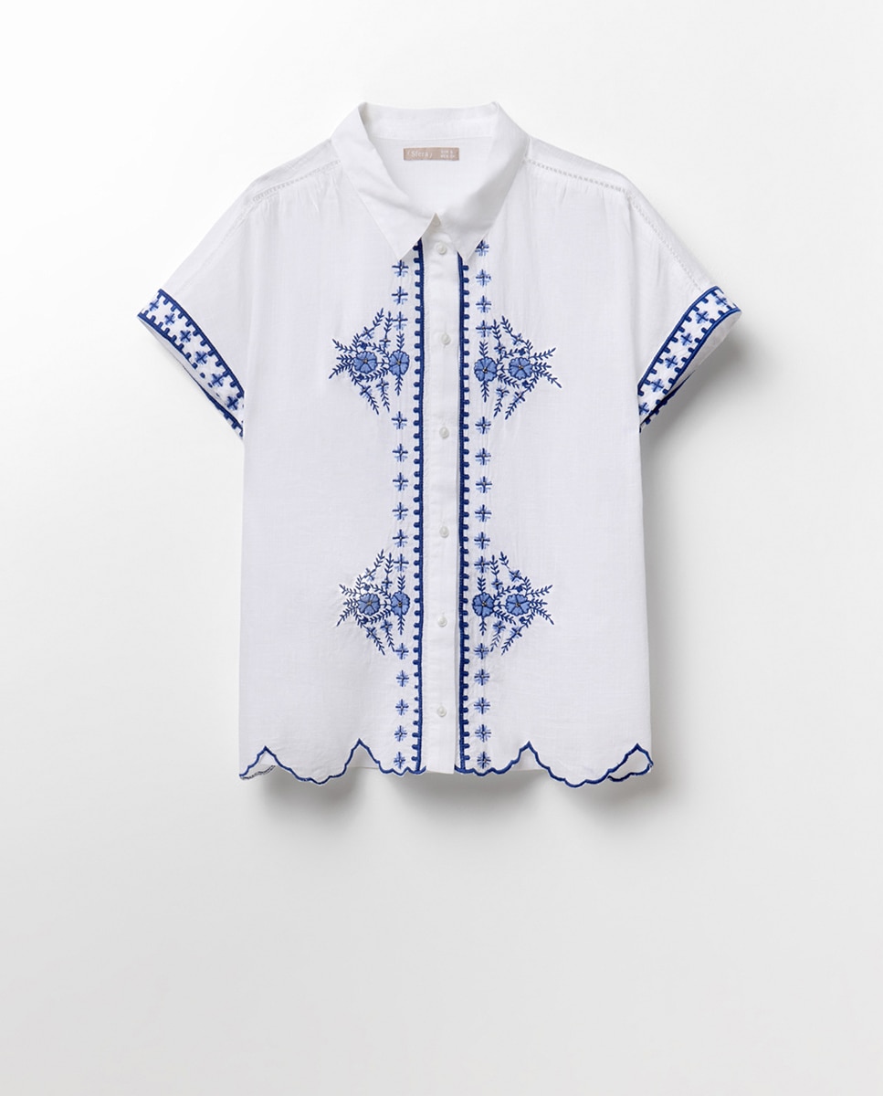 Camisa Bordada Resort Azul-6