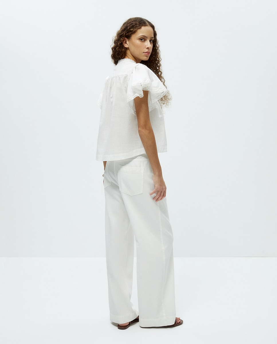 Blusa Romântica com Renda Branco-marfim-5