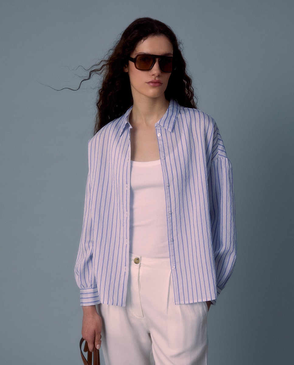 Camisa às Riscas Azul-claro-1
