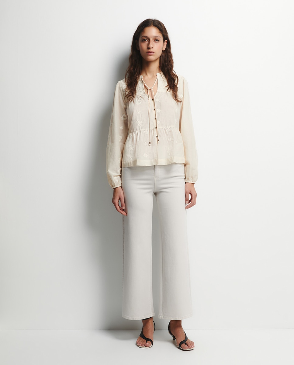 Blusa com Painéis Bege-2