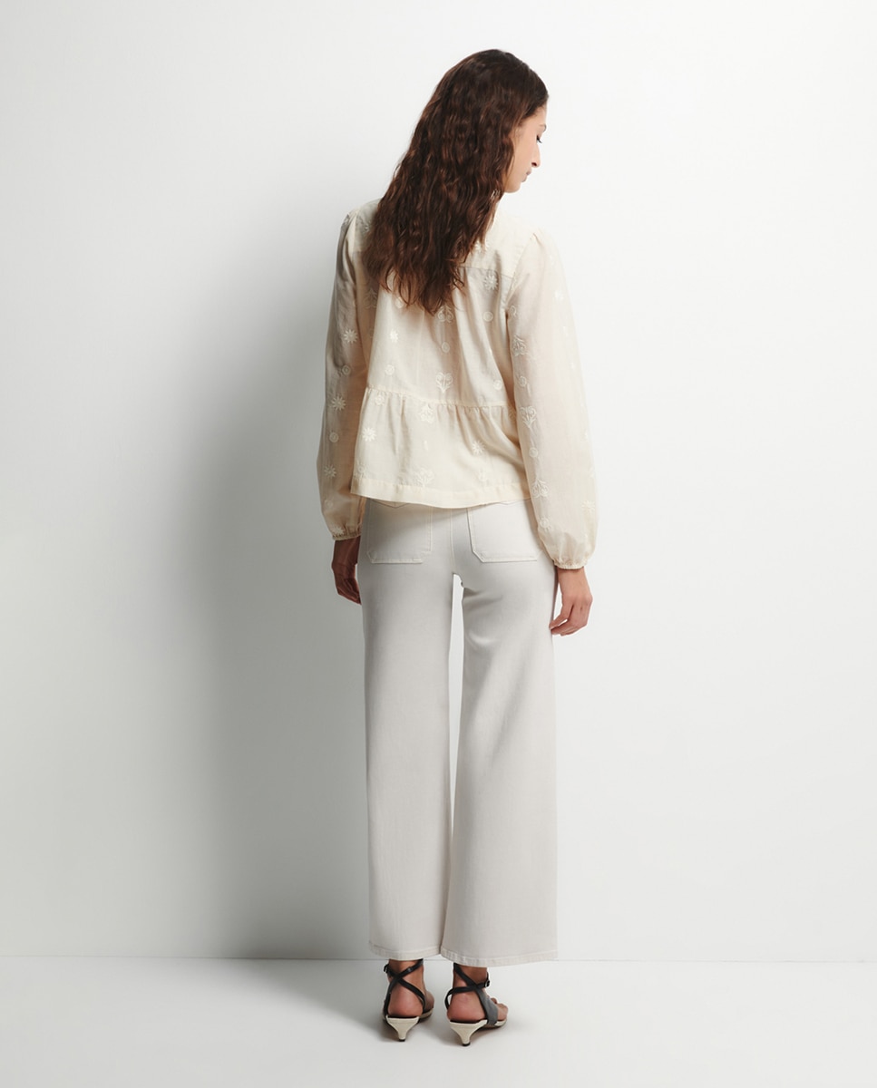 Blusa com Painéis Bege-4