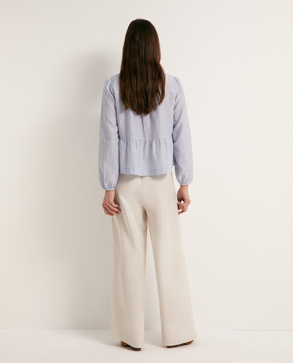 Blusa bordada Azul-claro-5