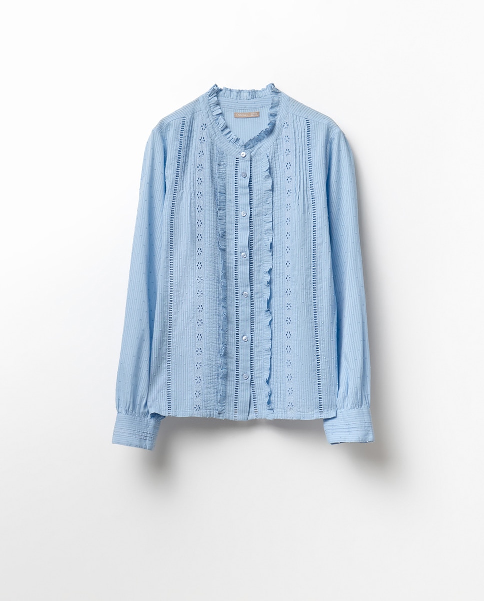 Camisa Romântica Azul-claro-5
