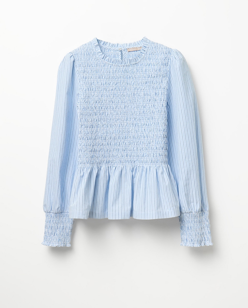Blusa às Riscas com Elástico 400 Azul-7