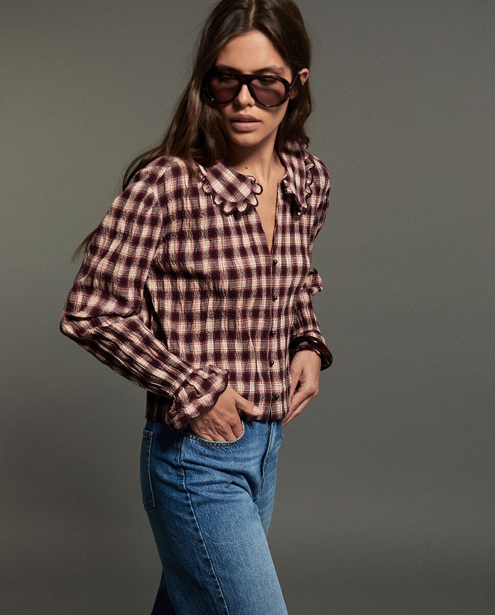 Imagen 0 de Camisa cuadros Burdeos