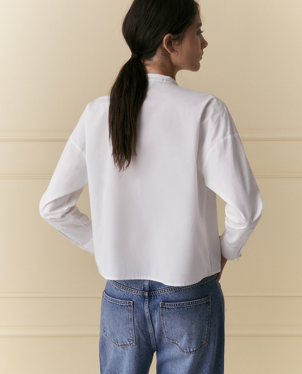 Blusa jaretas aplique - Sfera - Blanco Blanco-4
