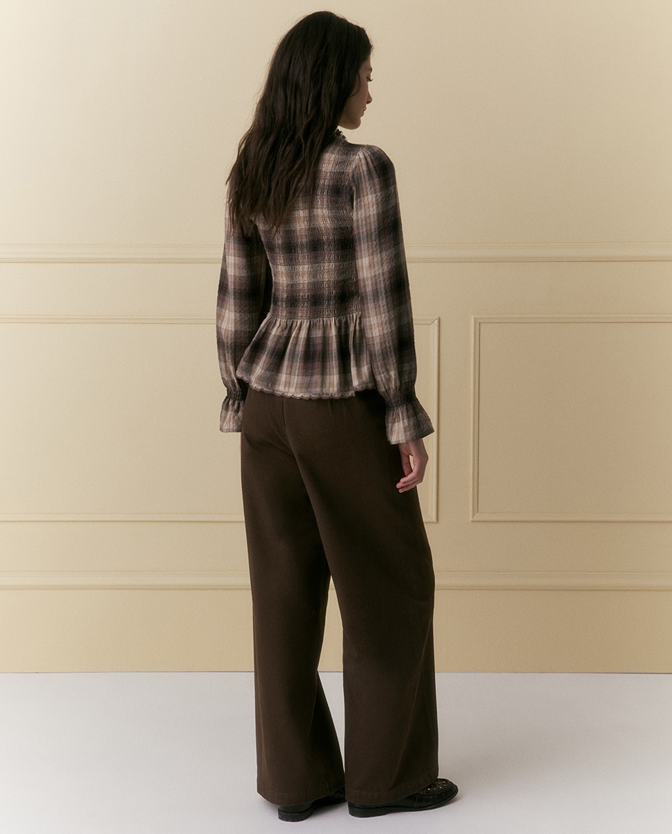 Blusa gomas cuadro - Sfera - Beige Beige-4