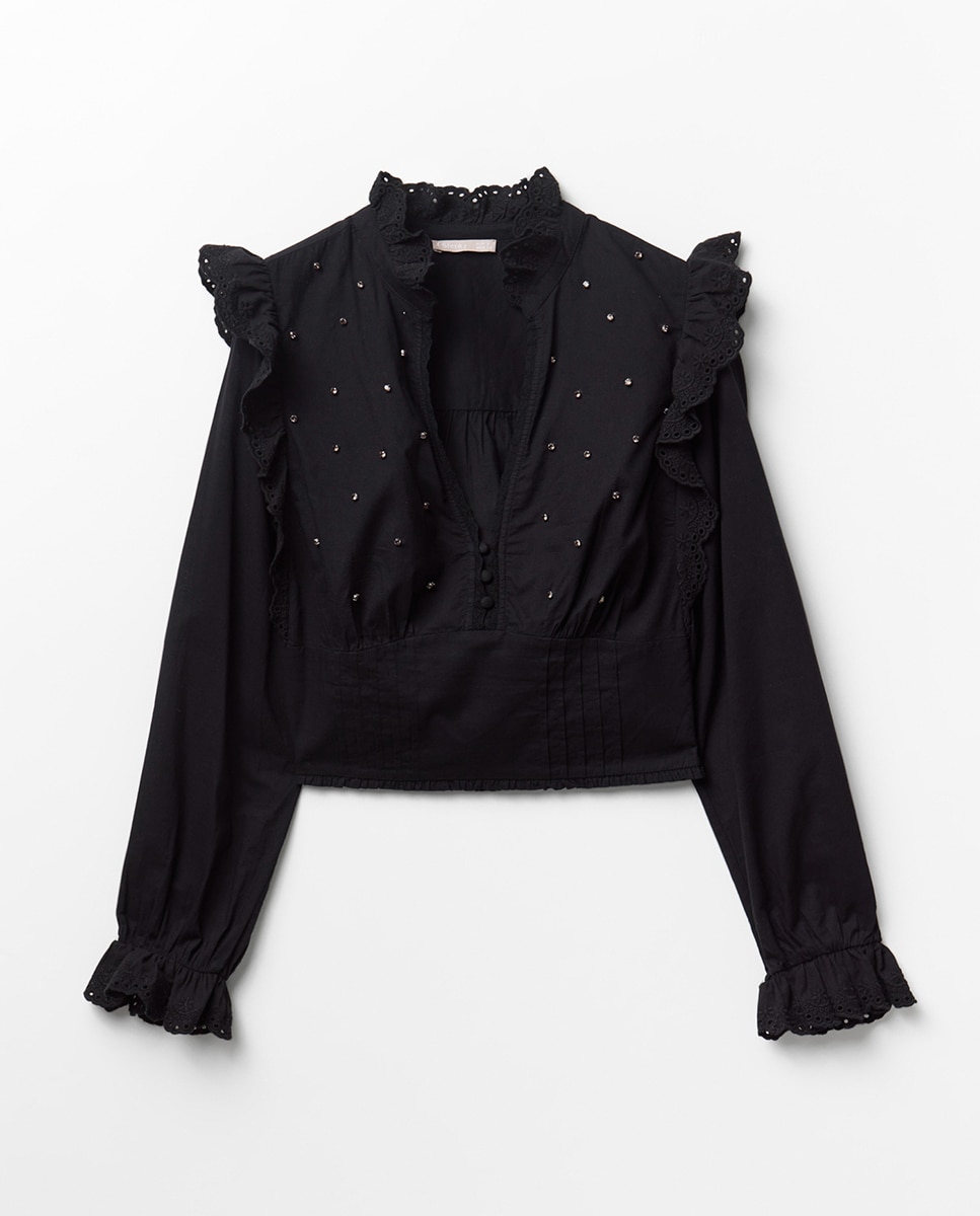 Blusa corse cristales - Sfera - Negro Negro-6