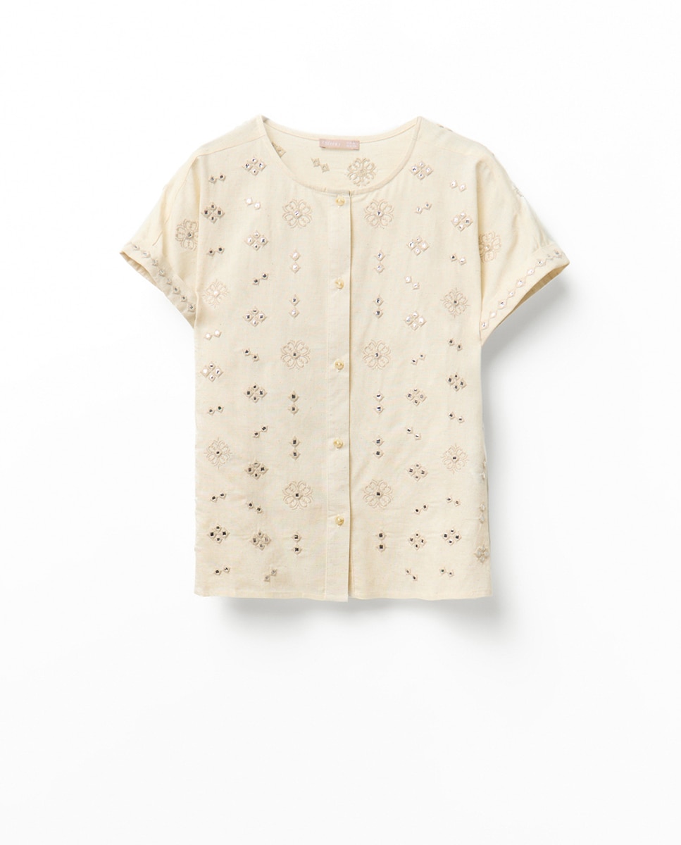 Blusa com espelhos Bege-5