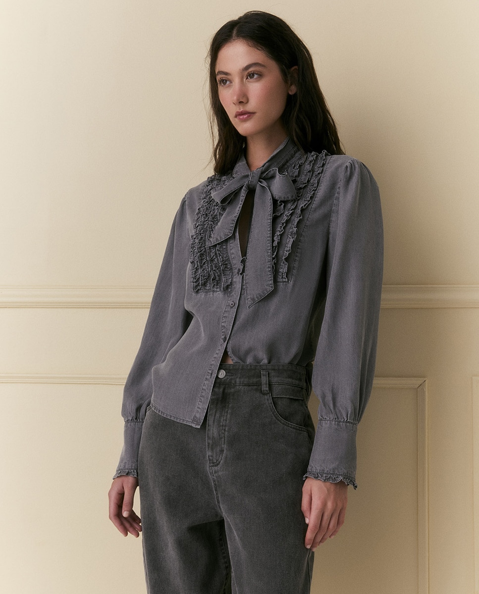 Imagen 0 de Blusa lavada jaretas