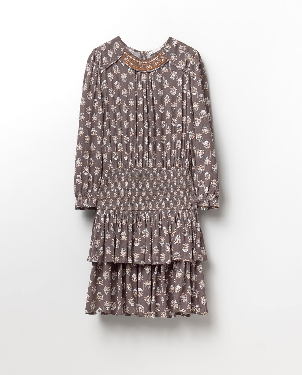 Vestido com Estampado de Fio Metalizado Cinzento médio-5