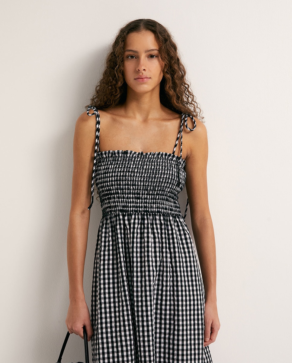 Vestido de Alças com Elásticos Preto-2