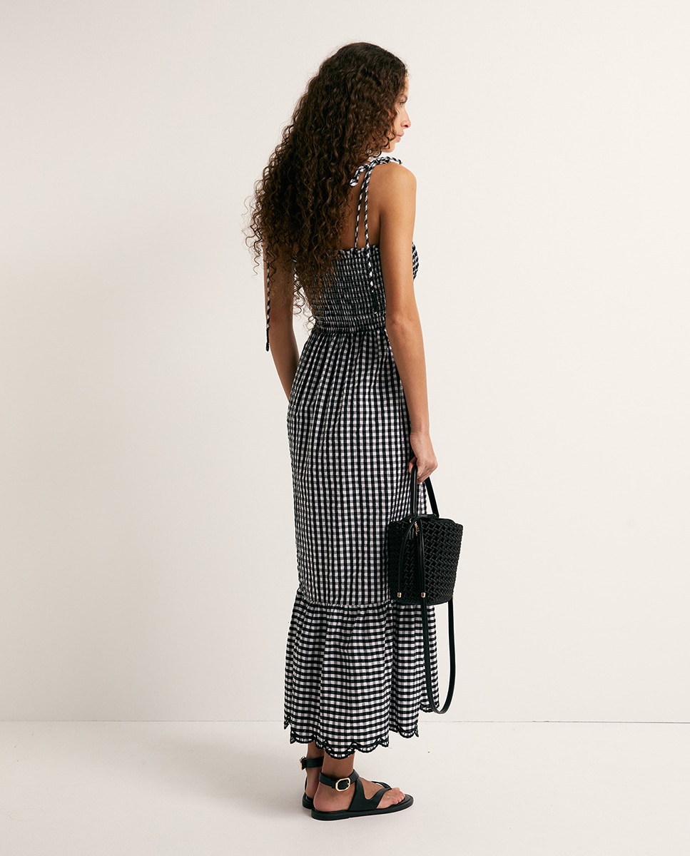 Vestido de Alças com Elásticos Preto-5