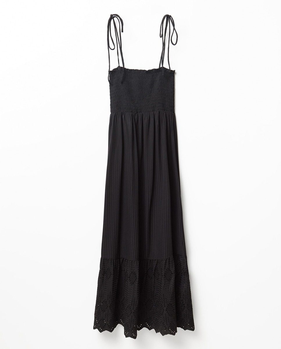 Vestido de Alças com Elásticos Preto-6