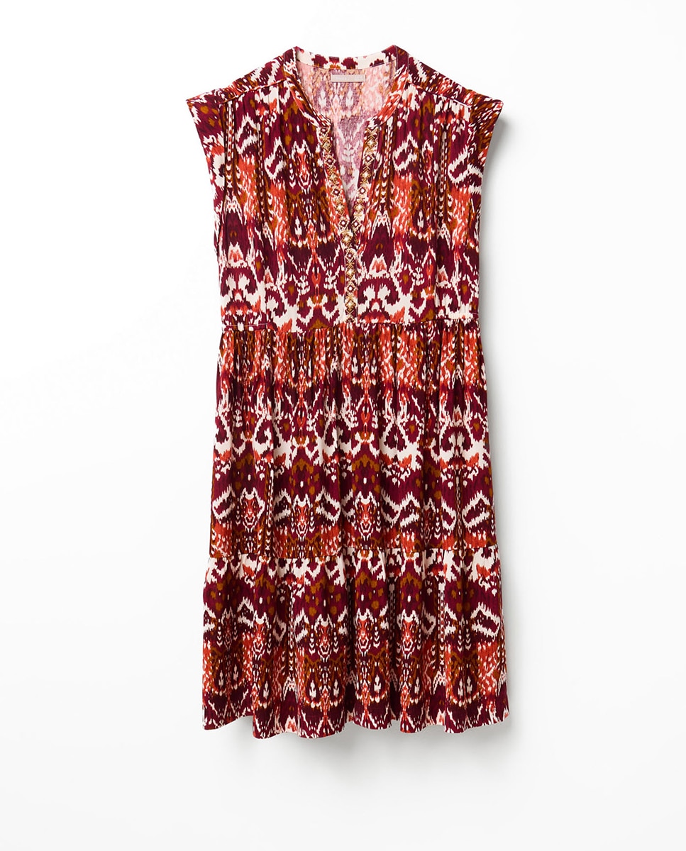 Vestido Tipo Túnica com Bordado Rosa-5