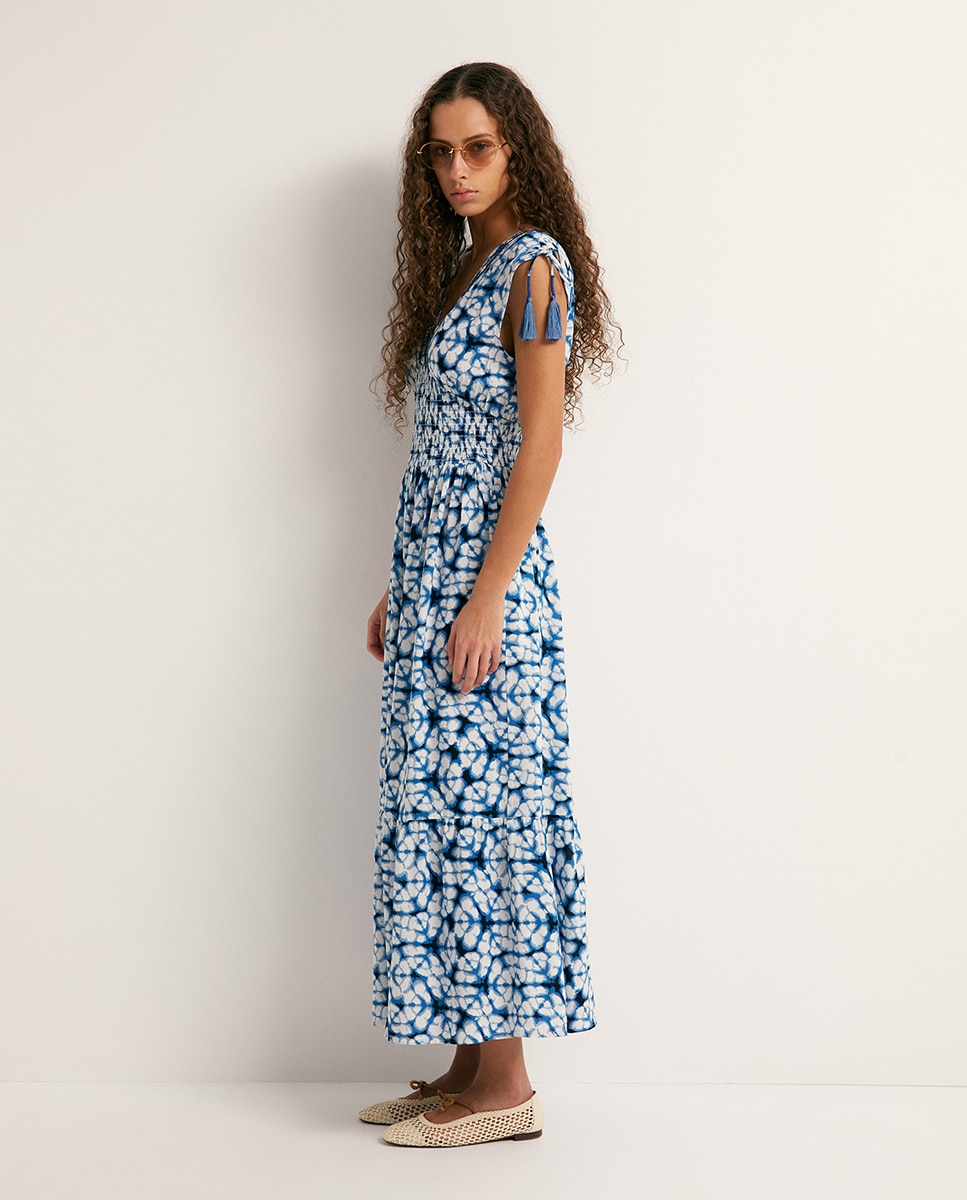 Vestido Espelhado com Folho Azul-4