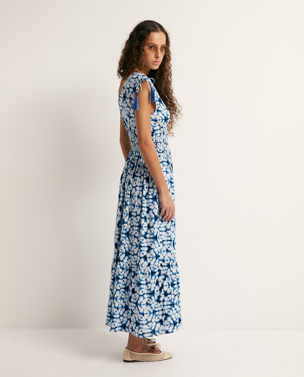 Vestido Espelhado com Folho Azul-5