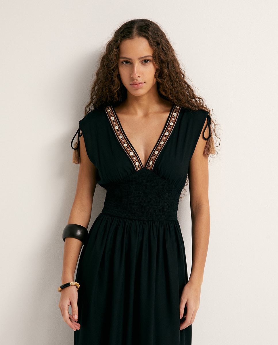 Vestido Espelhado com Folho Preto-2