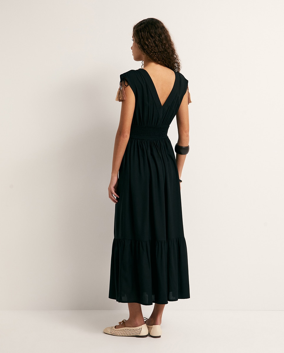Vestido Espelhado com Folho Preto-4