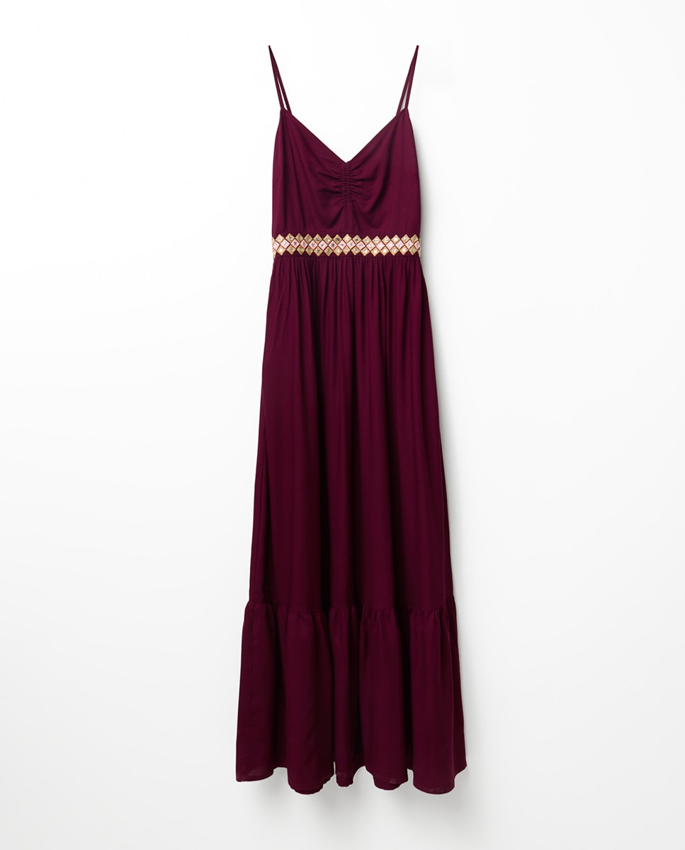 Vestido de Alças Espelhos Bordeaux-6