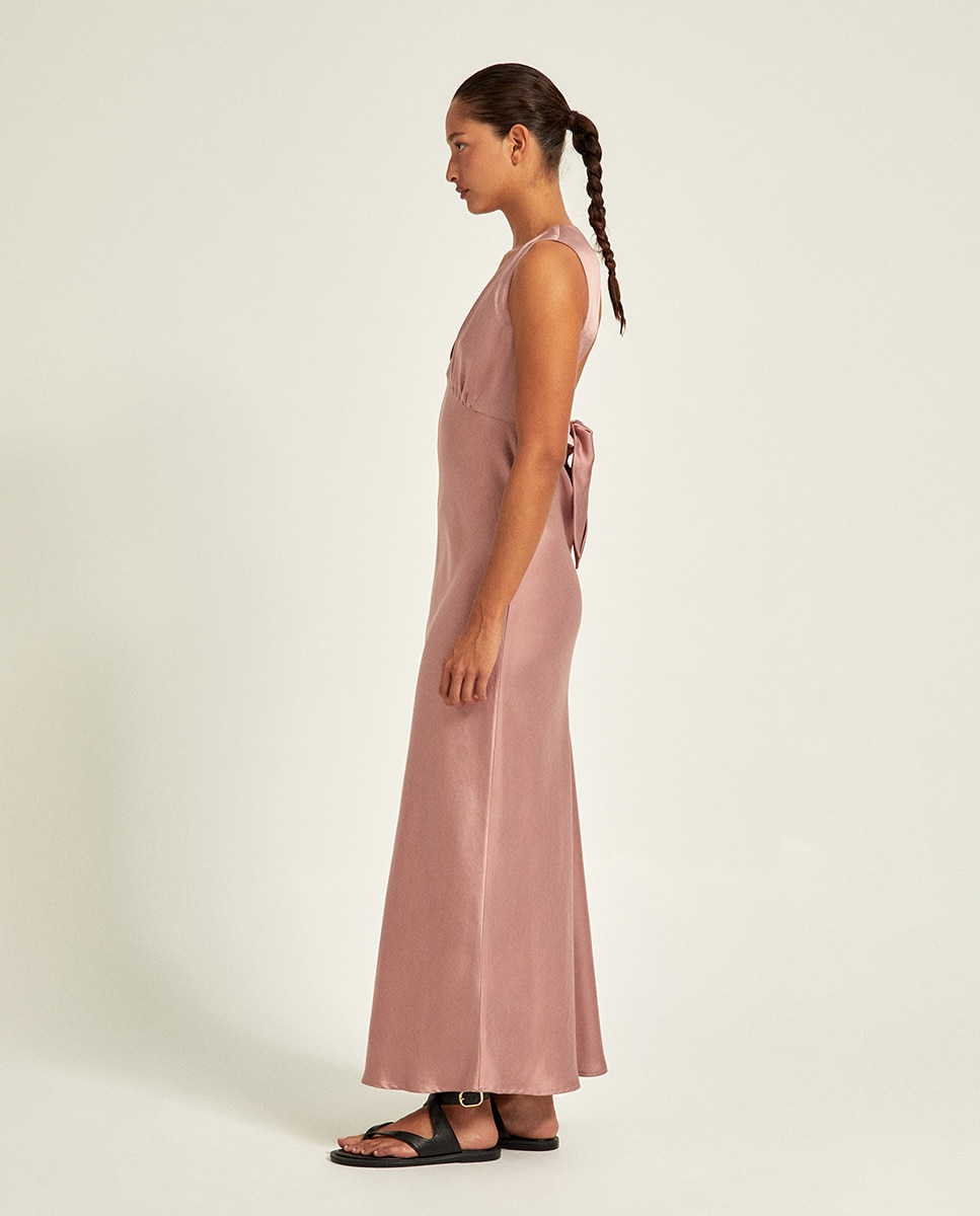 Vestido de Festa em Cetim Rosa-4