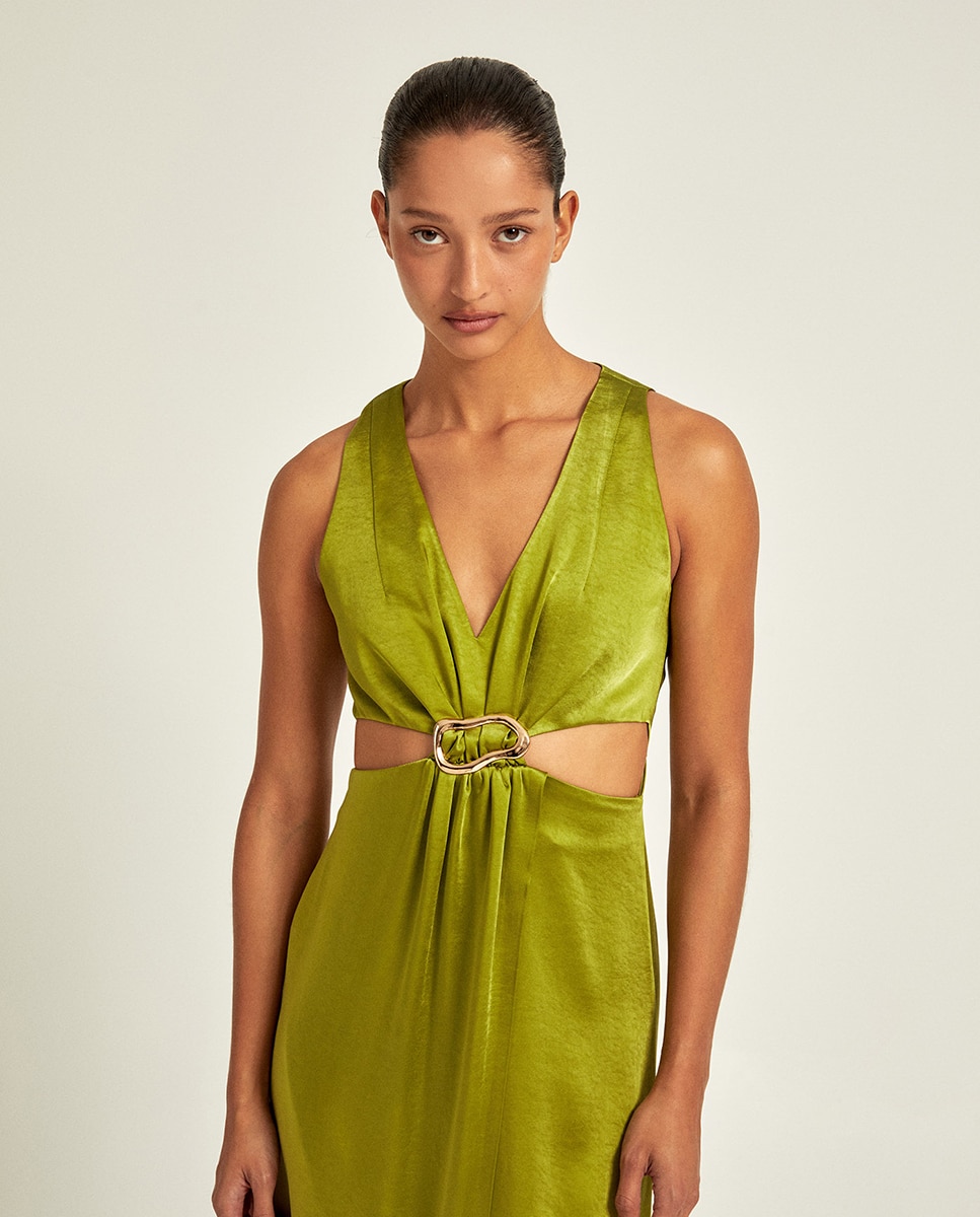 Vestido de Festa em Cetim Verde-2