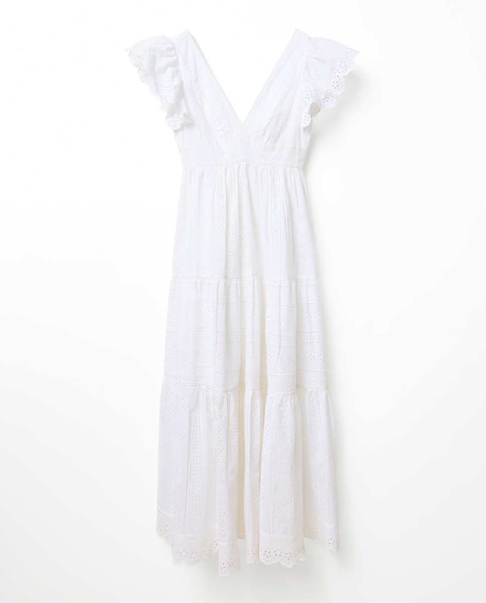 Vestido Comprido Schiffli Branco-6