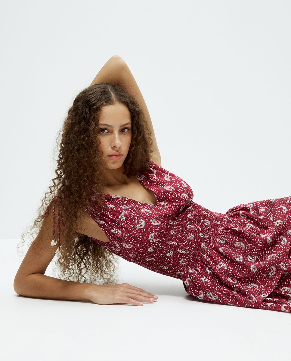Vestido curto estampado Bordeaux-2