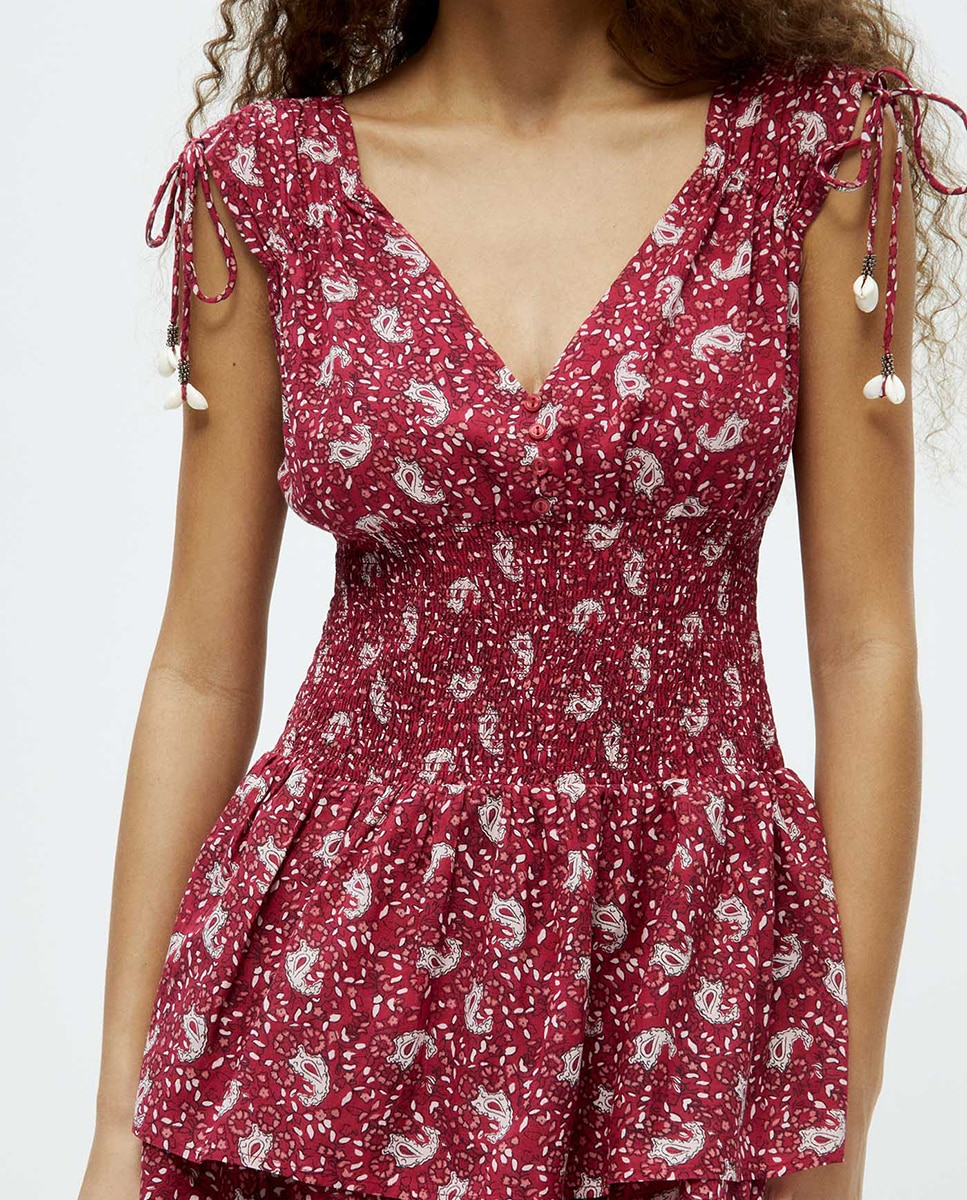 Vestido curto estampado Bordeaux-3