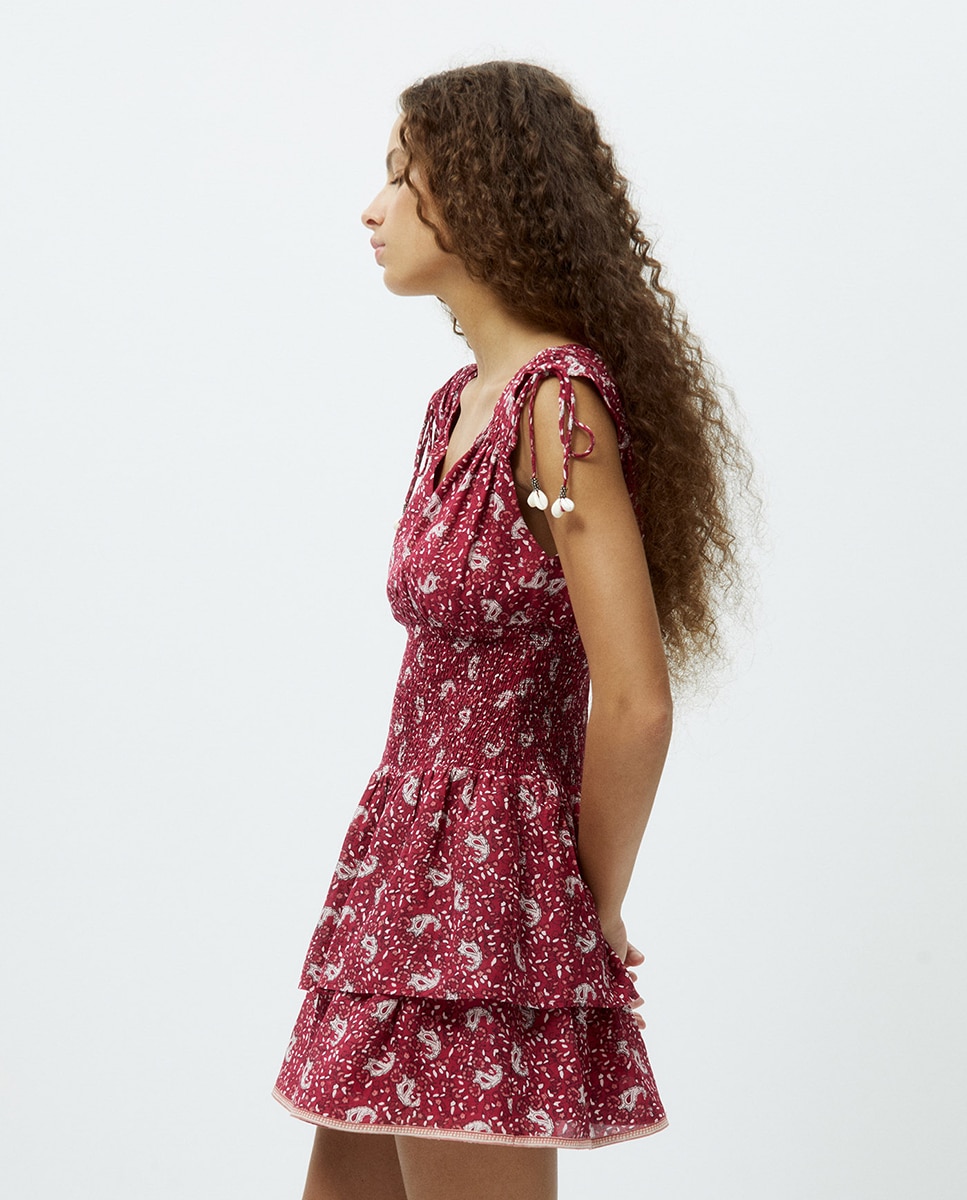 Vestido curto estampado Bordeaux-4