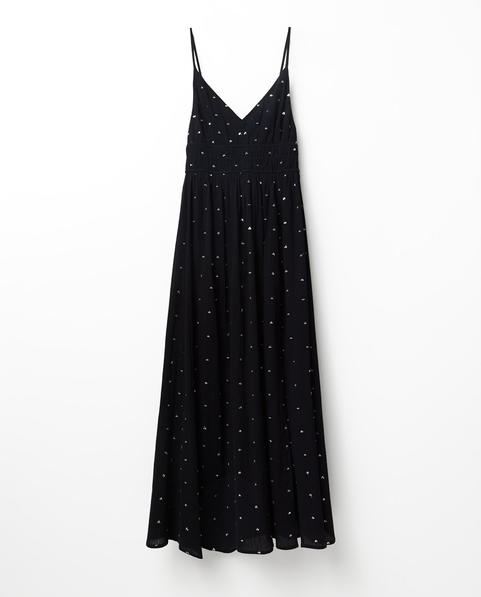 Vestido com Missangas Brilhantes Preto-6