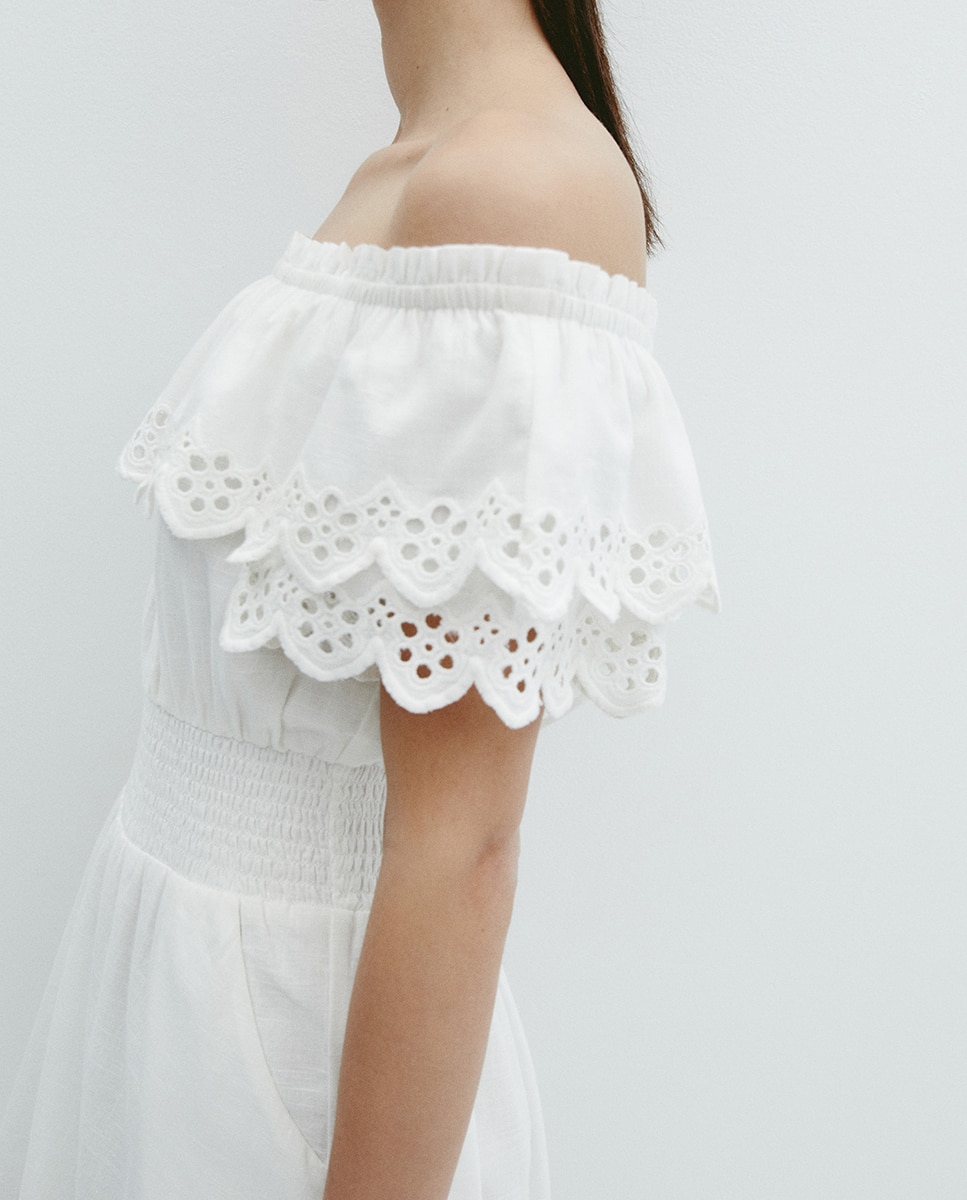 Vestido com Decote à Barco Branco-3