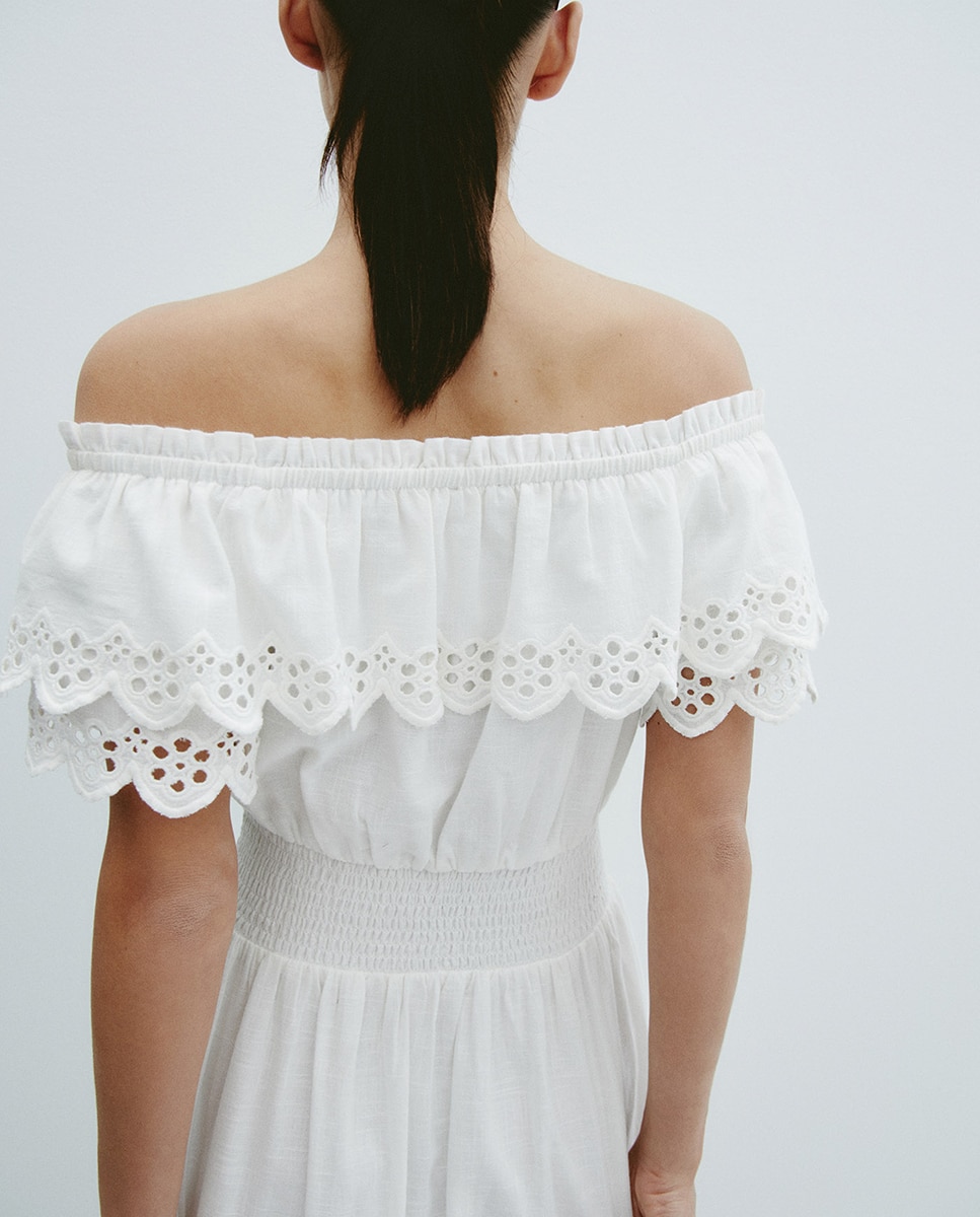 Vestido com Decote à Barco Branco-7