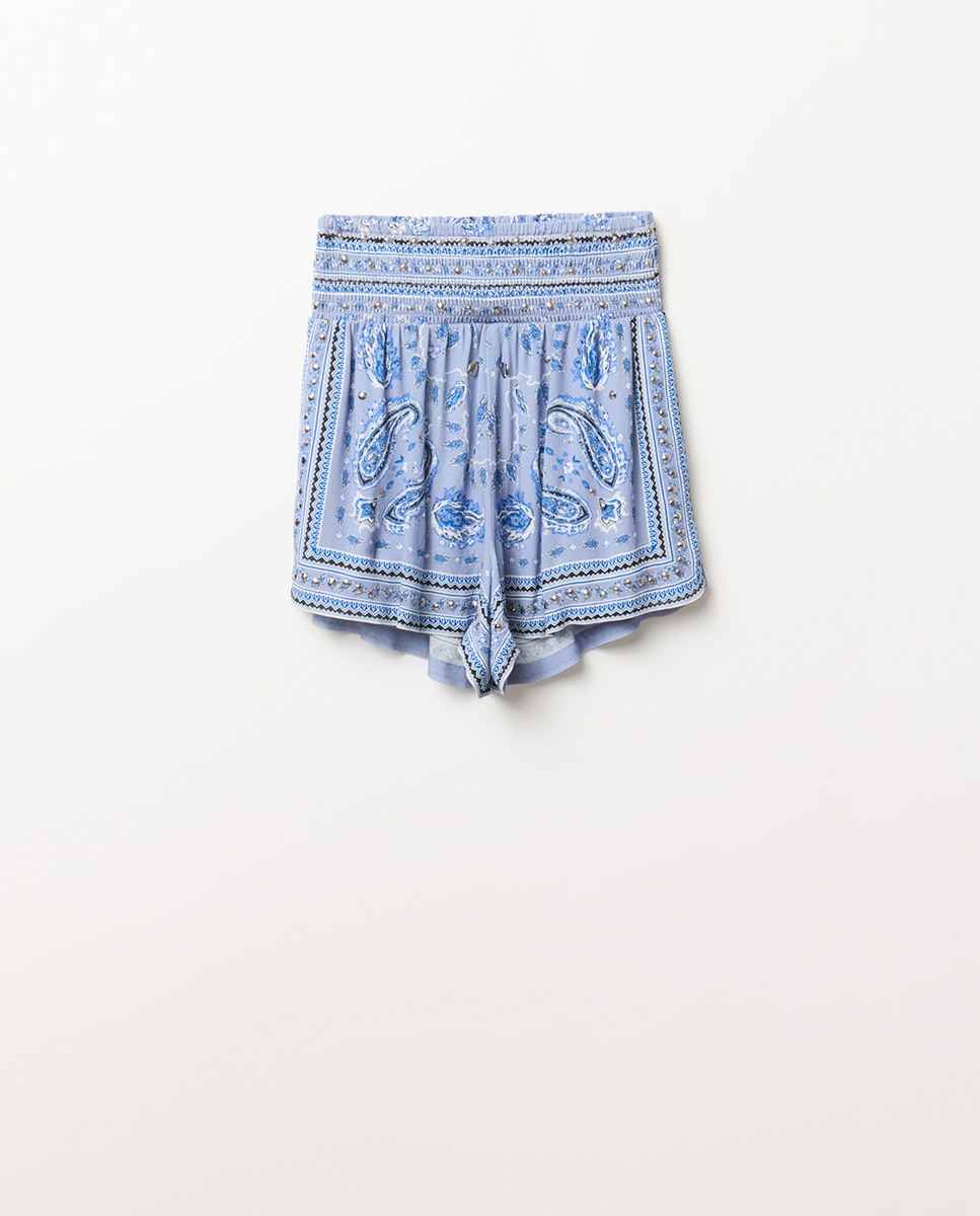 Calções com Lenço e Estampado Azul-6