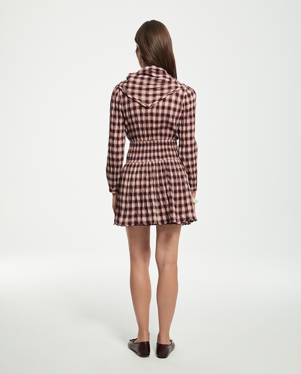 Vestido aos quadrados Bordeaux-5