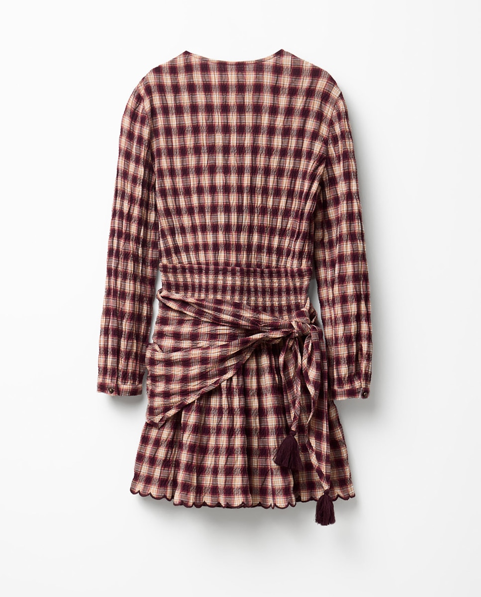Vestido aos quadrados Bordeaux-6