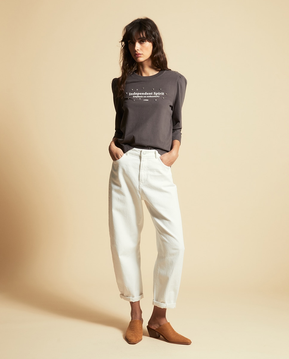 T-shirt Gráfica 3/4 Cinzento-escuro-2